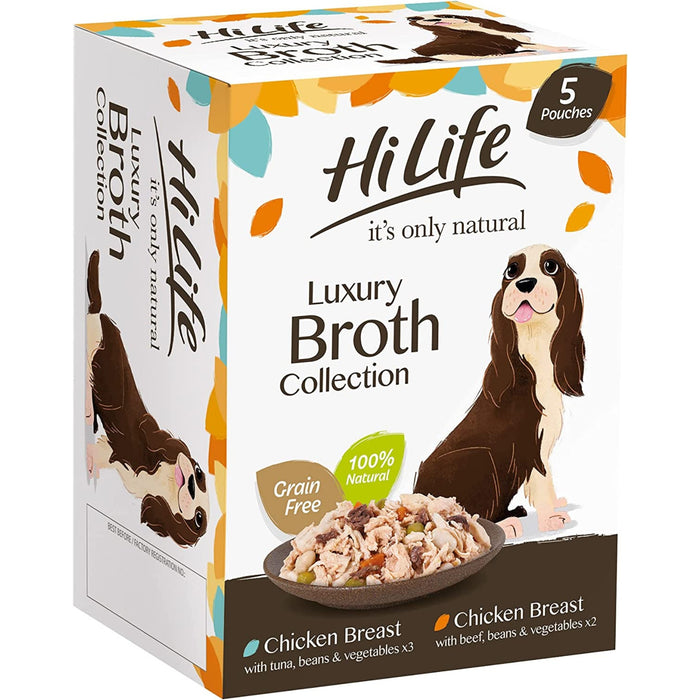 HiLife It's Only Natural The Luxury Broth Collection Wet Dog Food 5 x 100g