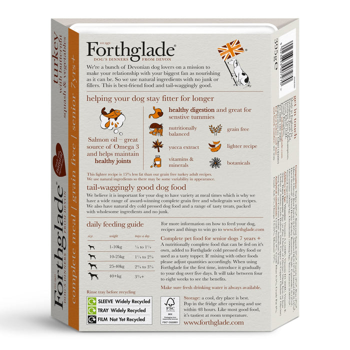 Forthglade Senior Grain Free Turkey with Butternut Squash & Vegetables Wet Dog Food 395g