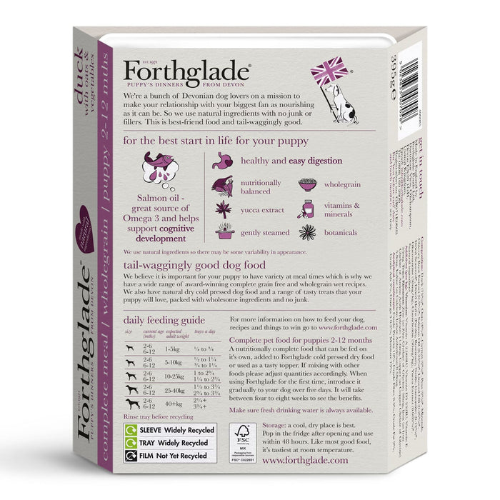 Forthglade Complete Wholegrain Recipe Puppy Duck with Oats & Vegetables Wet Food 12 x 395g