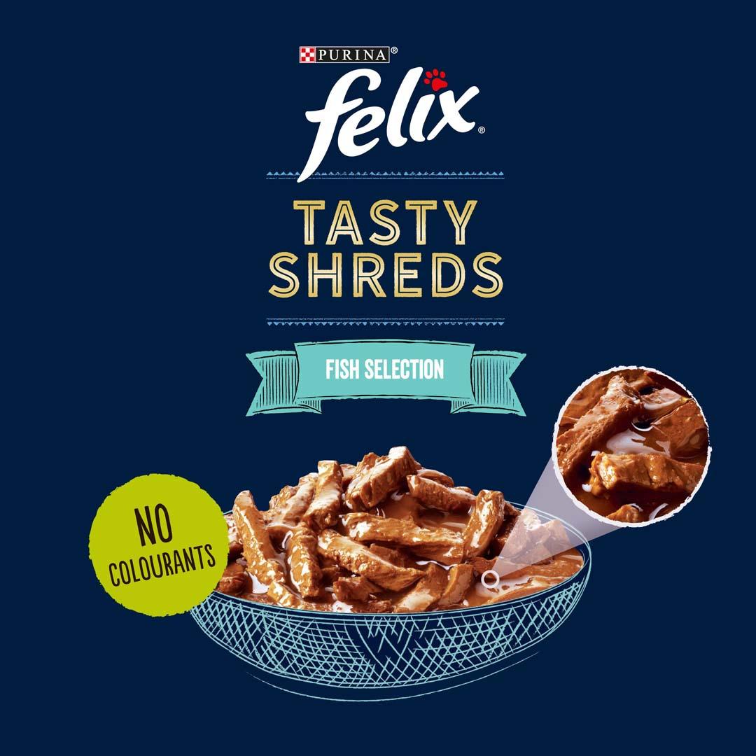 Felix Adult Tasty Shreds Fish Selection Wet Cat Food 12 x 80g