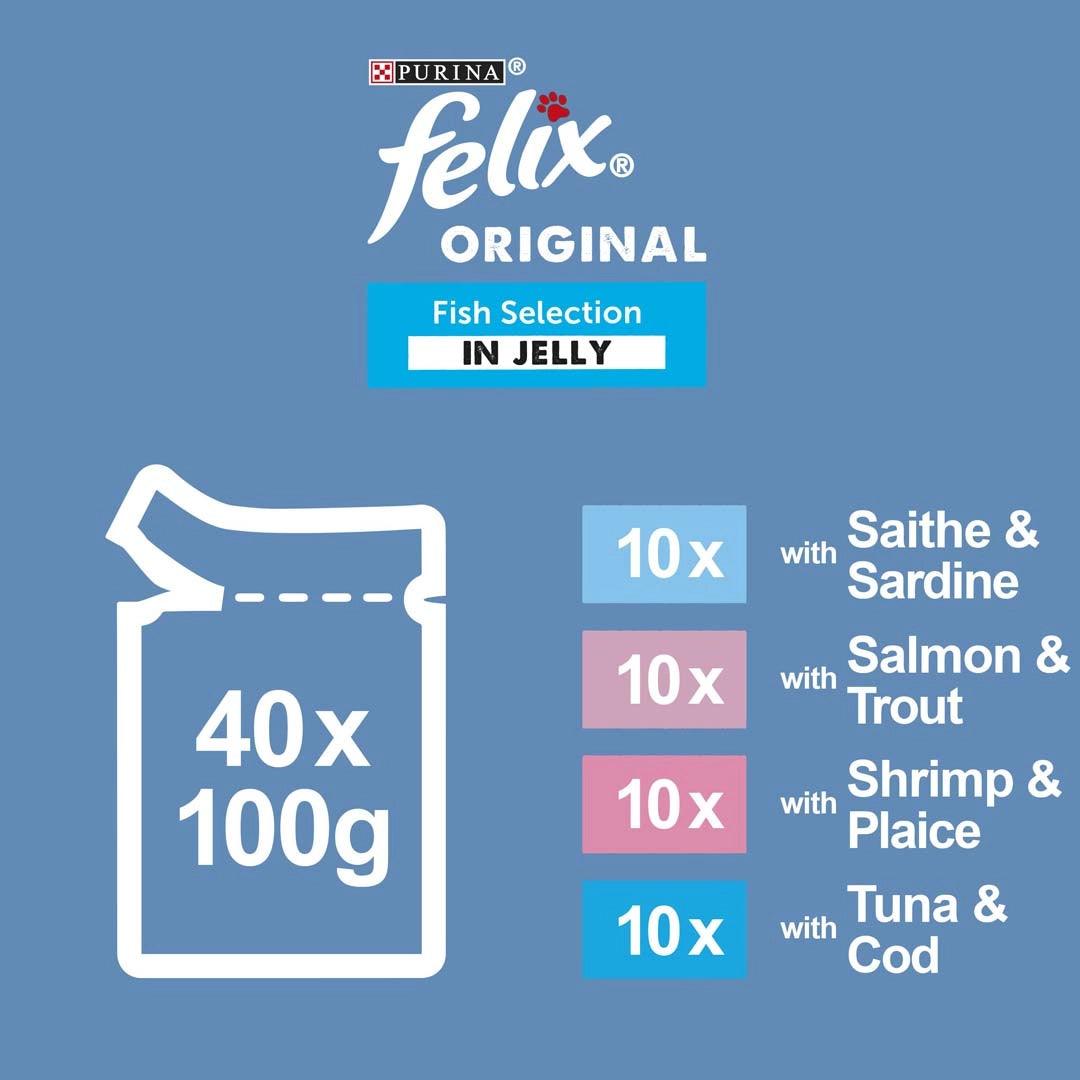 Felix Adult Original Fish Selection in Jelly Wet Cat Food