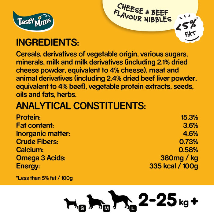 Pedigree Tasty Minis Nibbles with Cheese & Beef Dog Treats 140g