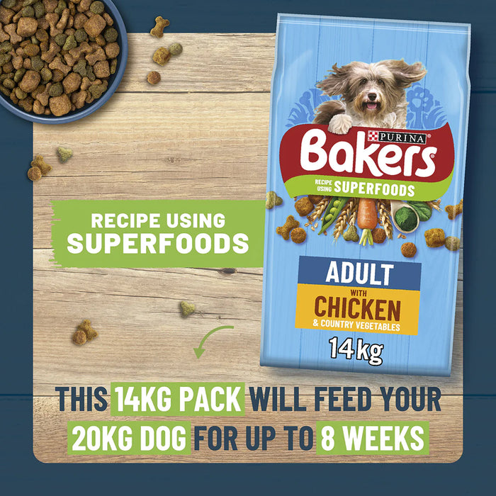 Bakers Adult Beef with Vegetables Dry Dog Food 14kg