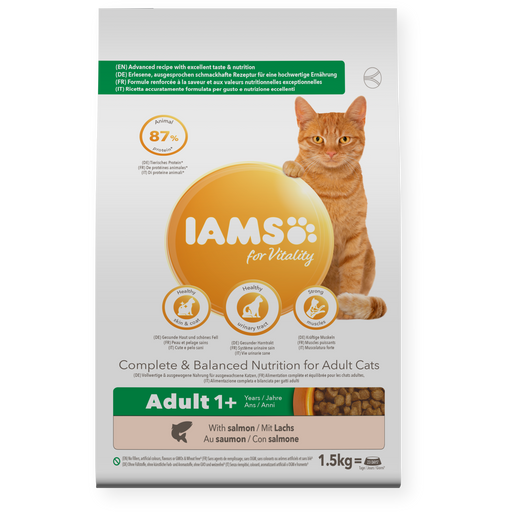 Iams Vitality Adult Salmon Dry Cat Food 1.5kg