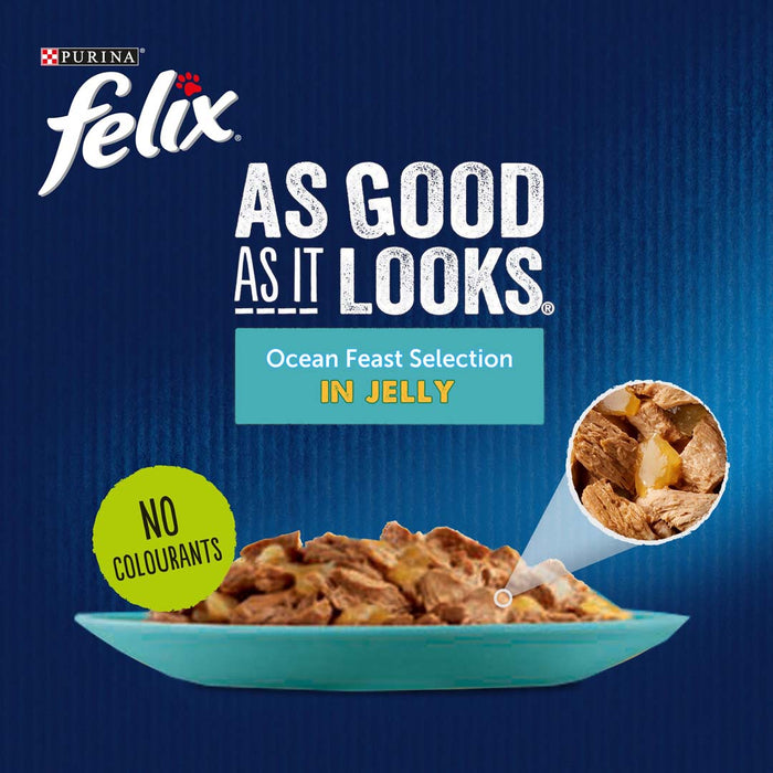 Felix Adult As Good As it Looks Ocean Feasts in Jelly Wet Cat Food 12 x 100g