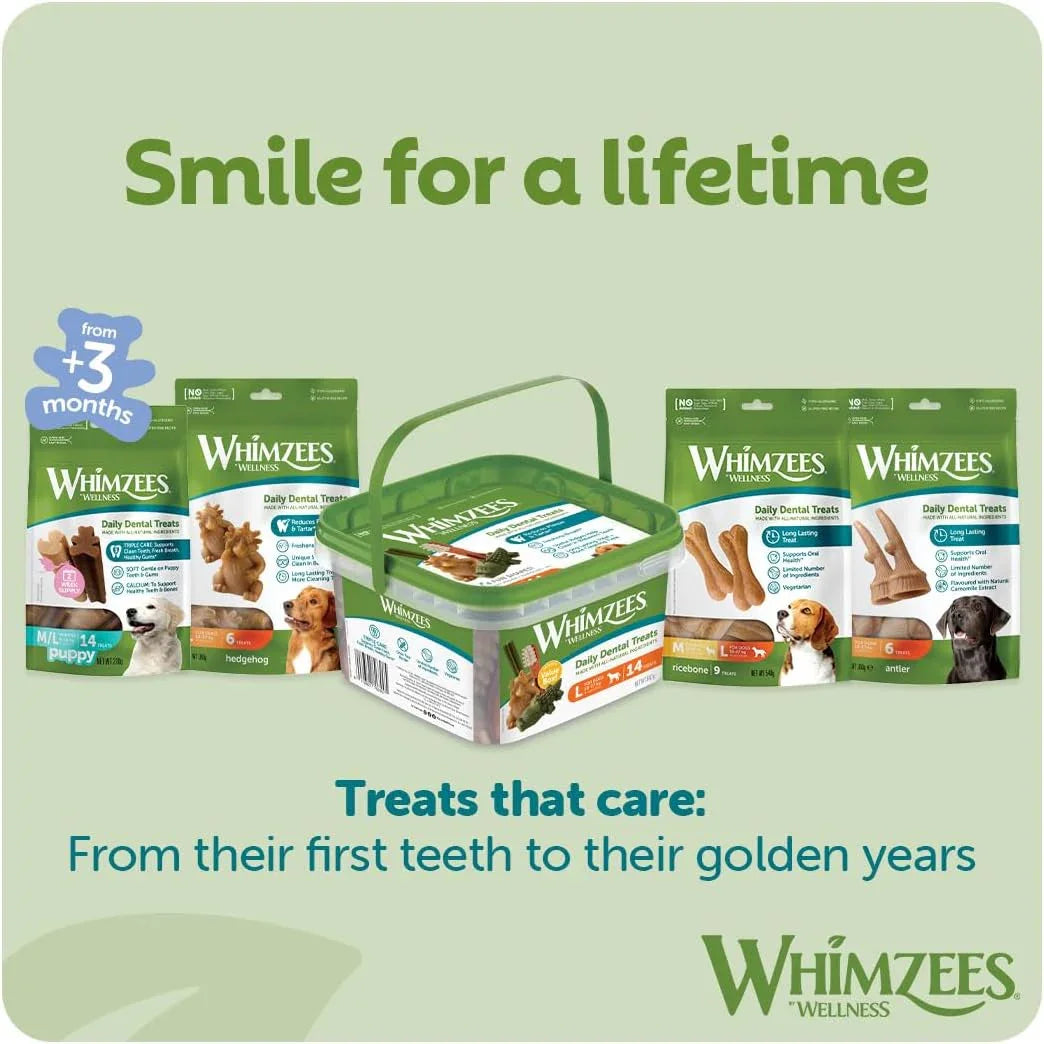 WHIMZEES By Wellness Variety Box Dental, Mixed Shapes, Size L, 14 Pieces