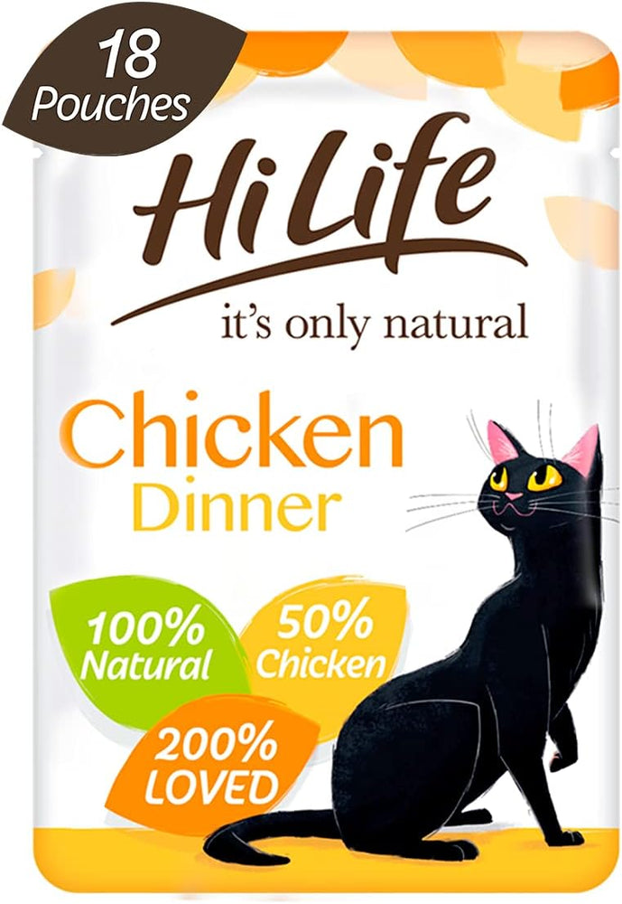 HiLife It's Only Natural Chicken Dinner Wet Cat Food 18 x 70g