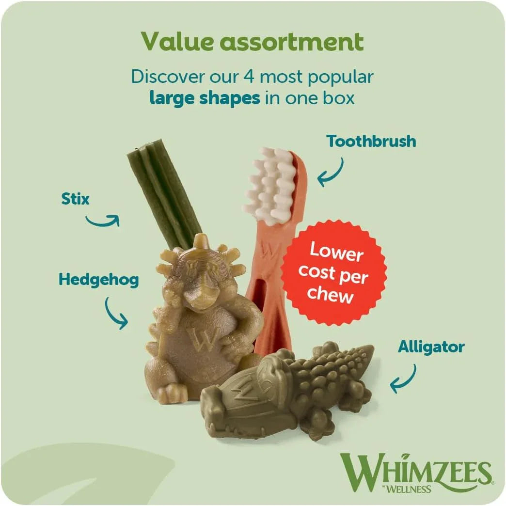 WHIMZEES By Wellness Variety Box Dental, Mixed Shapes, Size L, 14 Pieces