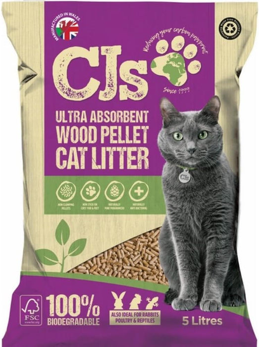 CJs Ultra Absorbant Wood Pellet Cat Litter