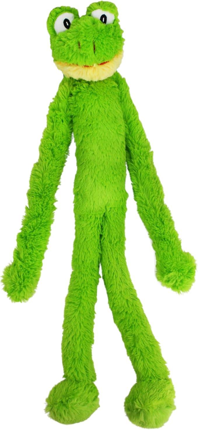 Multipet Swingin’ Slevin Plush Green Frog Dog Toy