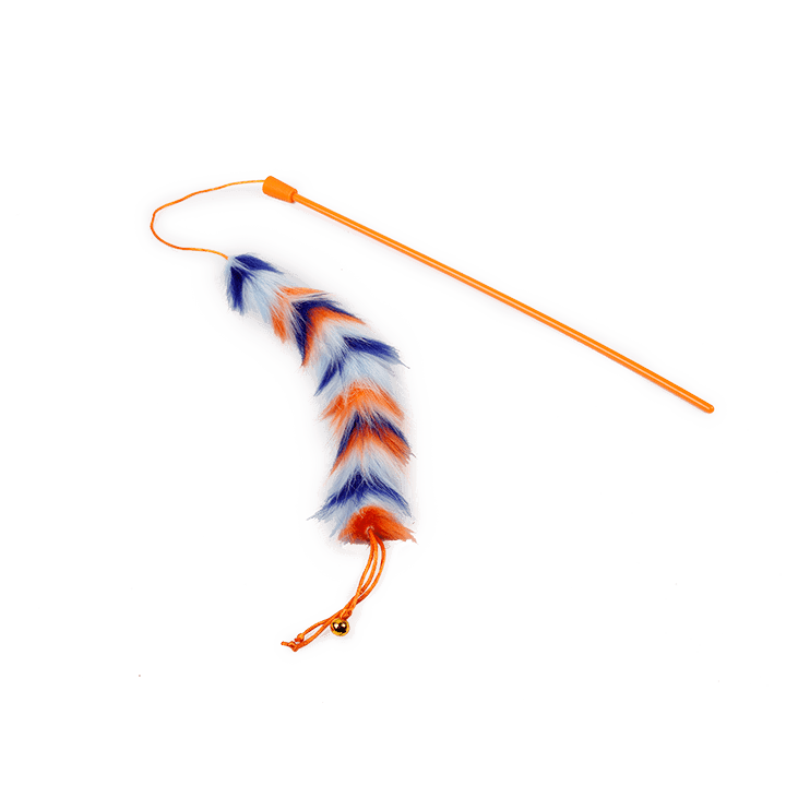 All For Paws Furry Ball Long Fluff Wand Orange Cat Toy