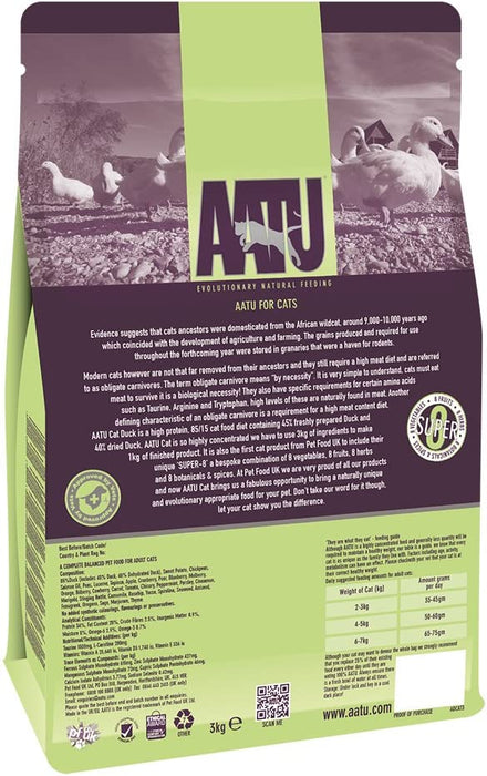 AATU 85/15 Grain Free Duck Adult Dry Cat Food 3kg