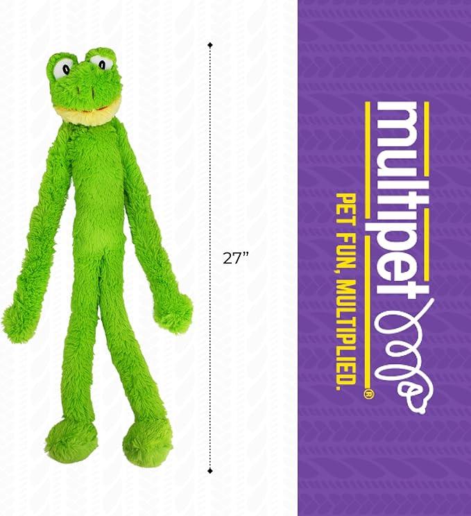 Multipet Swingin’ Slevin Plush Green Frog Dog Toy