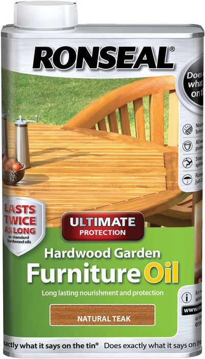 Ronseal Ultimate Protection Hardwood Garden Furniture Oil Teak 1L