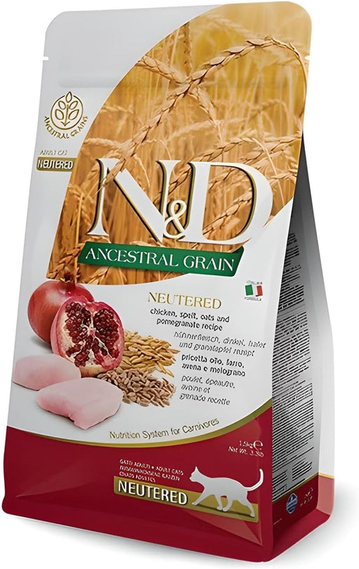 Farmina N&D Ancestral Grain Neutered Chicken & Pomegranate Dry Cat Food 1.5kg