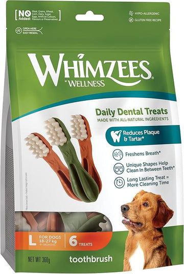 Whimzees Toothbrush Dental Treat for Large Dogs 6 pack