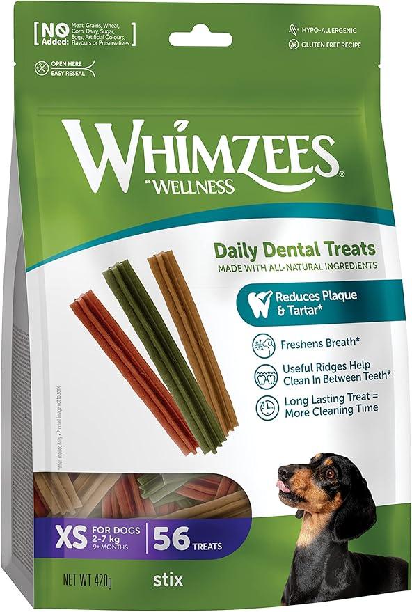 Whimzees Stix XS Dental Dog Treats 56 Bag x 6 Packs