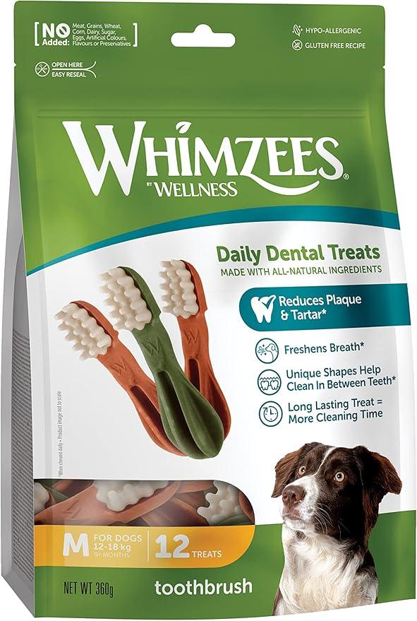 Whimzees Toothbrush Dental Treat for Medium Dogs 12 pack