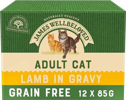 James Wellbeloved Grain Free Adult Lamb Wet Cat Food in Gravy 12 x 85g