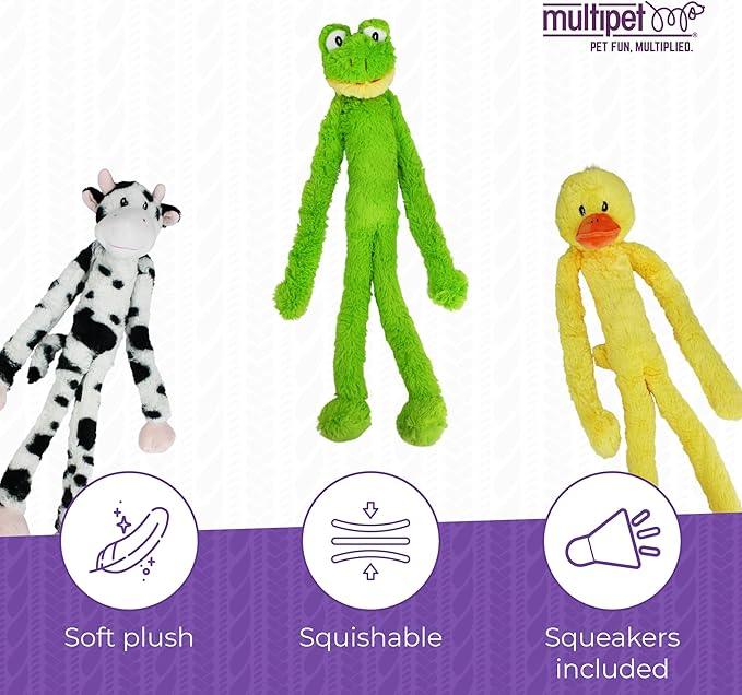 Multipet Swingin’ Slevin Plush Green Frog Dog Toy