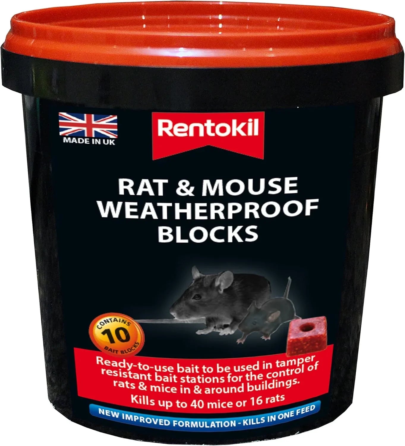 Rentokil Mouse & Rat Weatherproof Block Baits Pack 10
