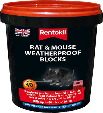 Rentokil Mouse & Rat Weatherproof Block Baits Pack 10