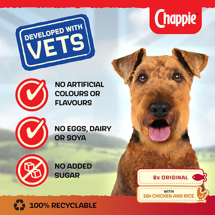 Chappie Adult Favourites Original & Chicken in Loaf Wet Dog Food 24 x 412g