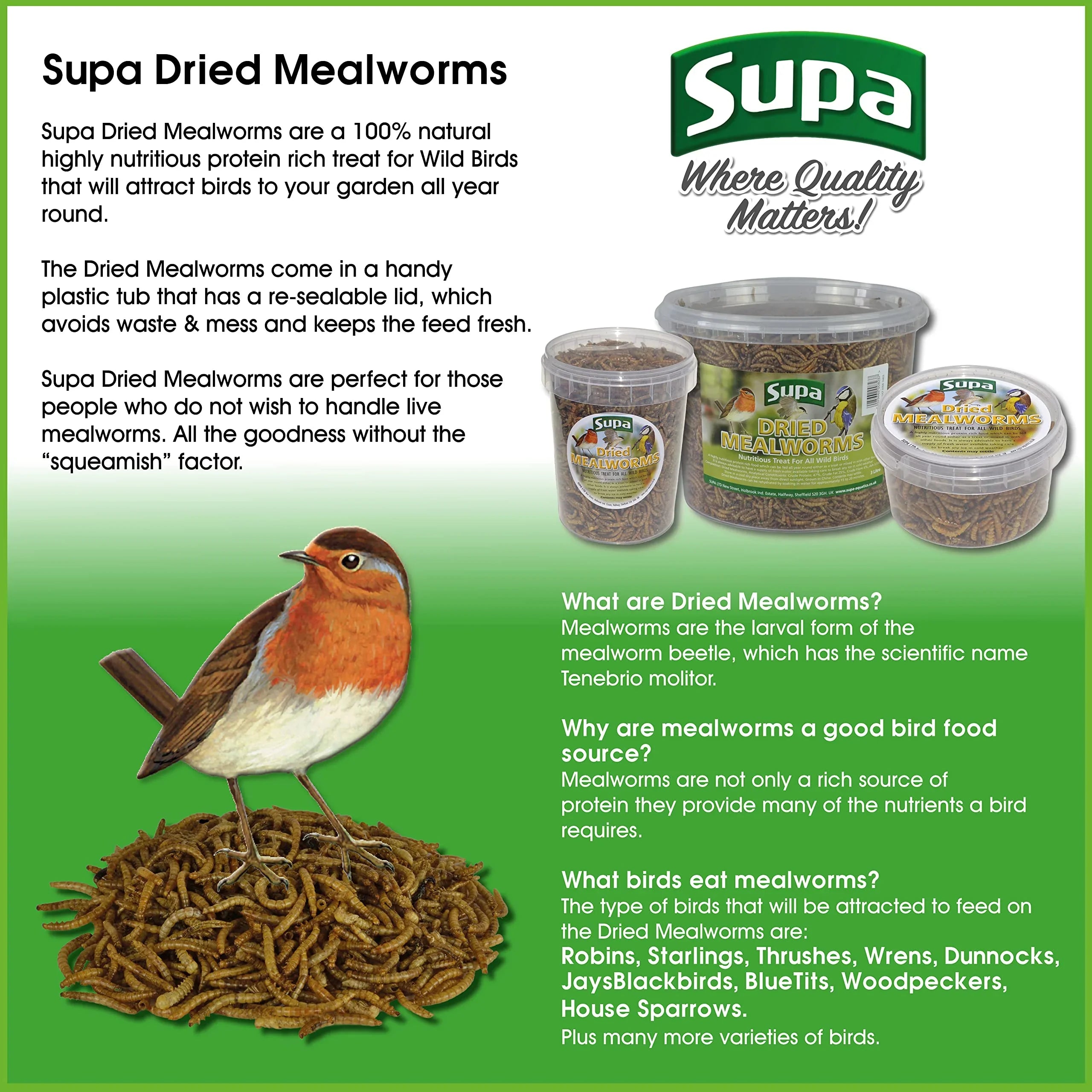 Supa Dried Mealworms Bird Food 3L