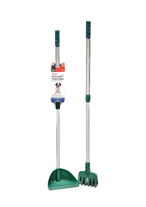 MDC Arms Length Pooper Scooper Shovel with Rake & Receptacle Green
