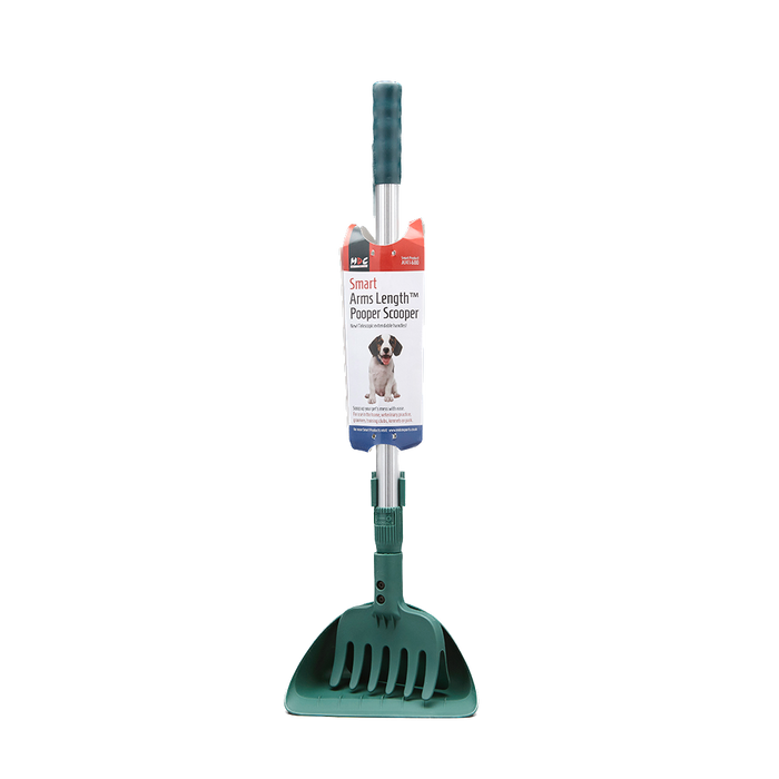 MDC Arms Length Pooper Scooper Shovel with Rake & Receptacle Green