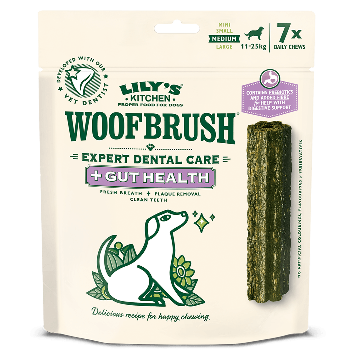 Lily's Kitchen Medium Woofbrush Gut Health Dental Chew (multipack) 7 x 28g