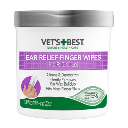 Vet's Best Ear Relief Finger Wipes for Dogs 50 Pads