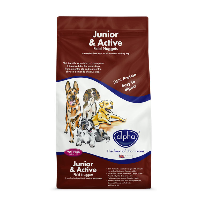Alpha Junior & Active Field Nuggets Dry Dog Food 15kg