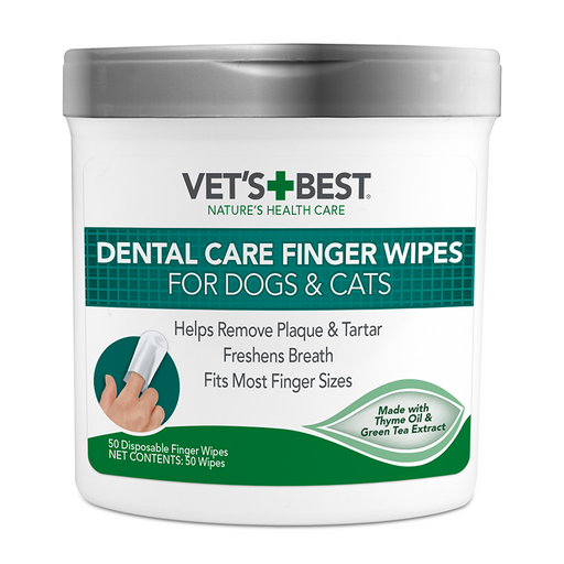 Vet's Best Dental Care Finger Wipes for Dogs & Cats 50 Pads