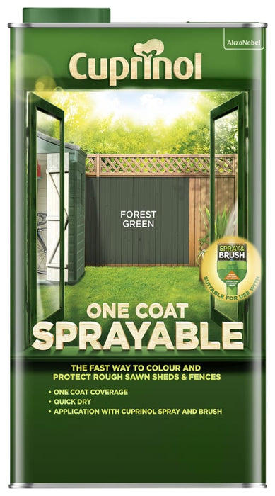 Cuprinol One Coat Sprayable Fence Treatment Forest Green 5L