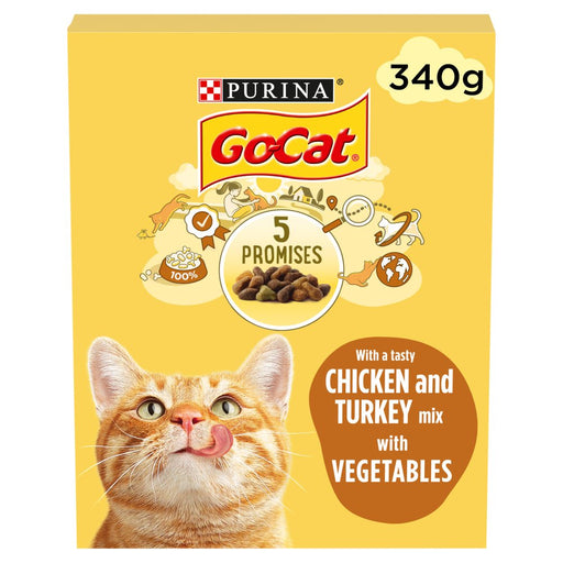 Go Cat Turkey Chicken and Veg Adult Dry Cat Food 340g