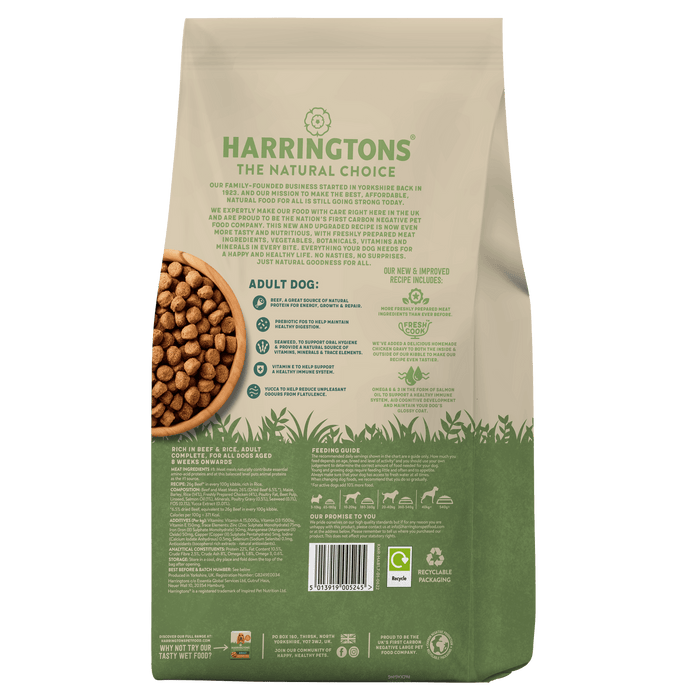 Harringtons Rich in Beef & Rice Adult Dry Dog Food 1.7kg