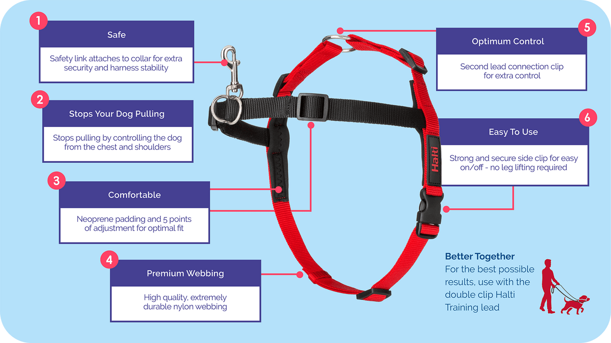 Halti Front Control Harness for Dogs Red