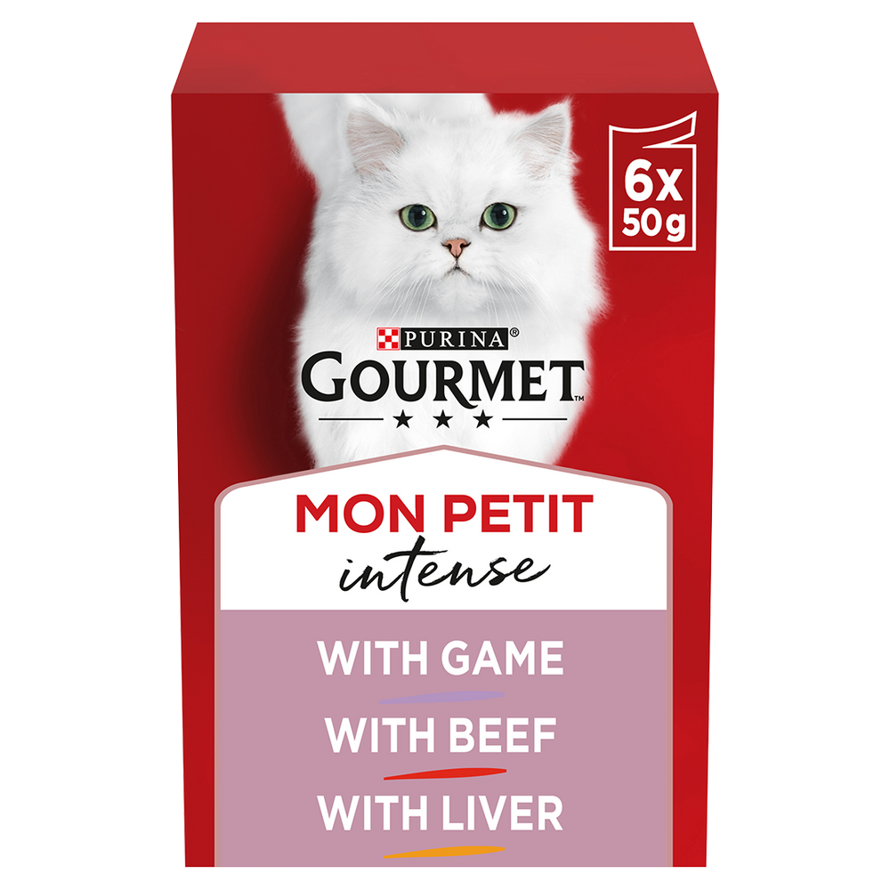 Gourmet Adult Mon Petit Meaty Variety (Game, Liver and Beef) Wet Cat Food 6 x 50g