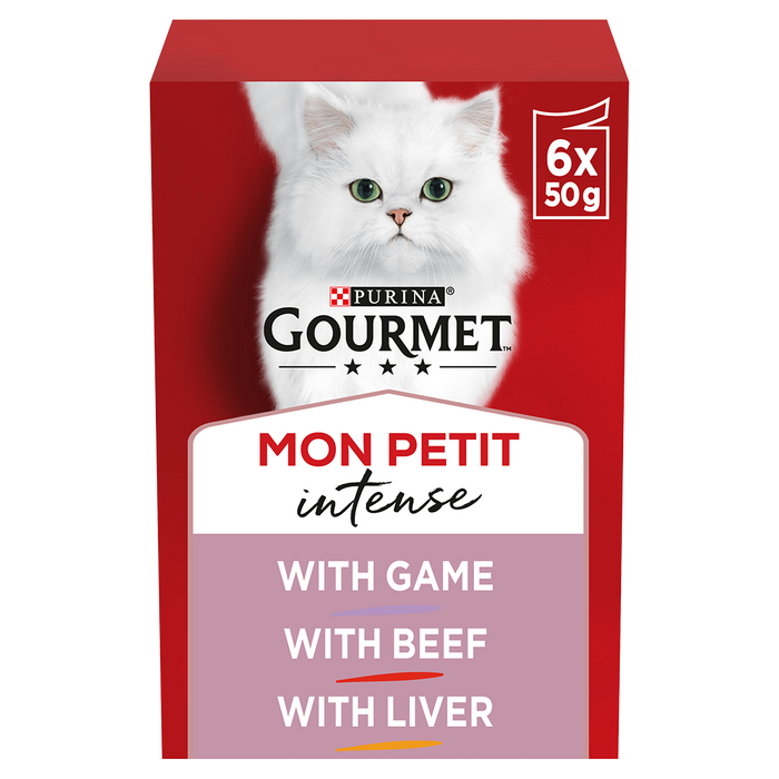 Gourmet Adult Mon Petit Meaty Variety (Game, Liver and Beef) Wet Cat Food 6 x 50g