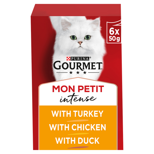 Gourmet Adult Mon Petit Meaty Variety (Duck, Chicken and Turkey) Wet Cat Food 6 x 50g