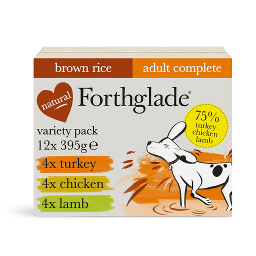 Forthglade Complete Meal with Brown Rice Turkey/Lamb & Chicken Natural Wet Dog Food 12 x 395g