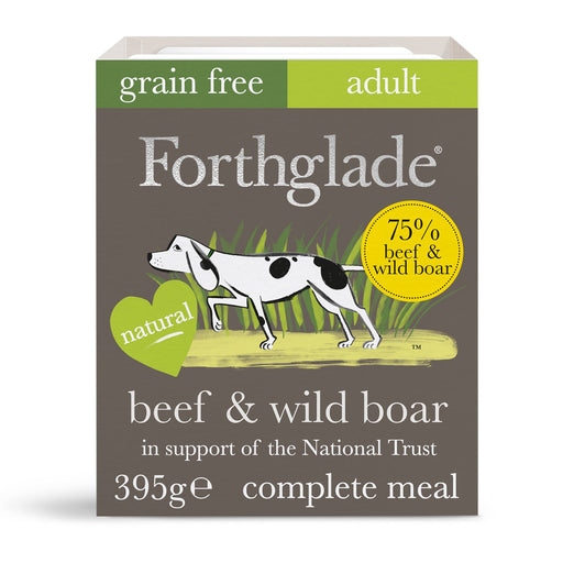 Forthglade Gourmet Grain Free Beef & Wild Boar Wet Dog Food Trays 395g