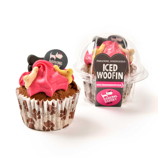 Barking Bakery Carob Woofin with Pink Frosting Dog Cake