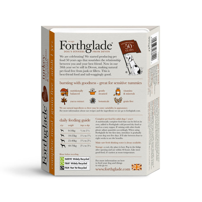 Forthglade Complete Meal Grain Free Turkey/Chicken & Chicken with Liver Natural Wet Dog Food 12 x 395g
