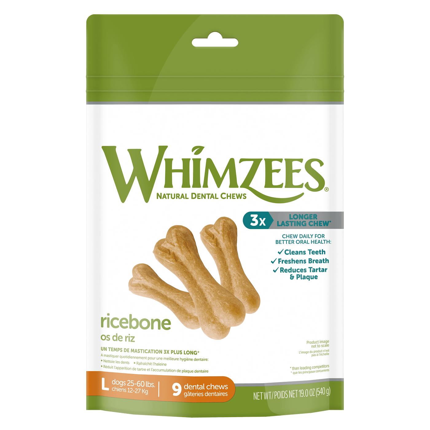 Whimzees Rice Bone Dental Treat for Large Dogs 9 pieces —