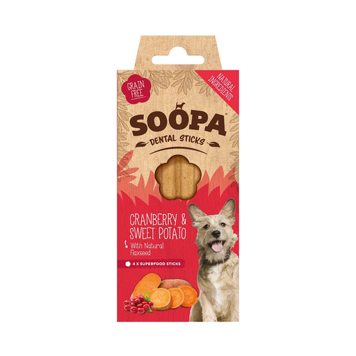 Soopa Single Pack Cranberry and Sweet Potato Dental Sticks for Dogs 100g