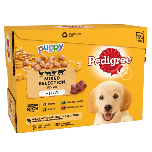 Pedigree Puppy Mixed Selection Chunks in Jelly Wet Dog Food 12 x 100g