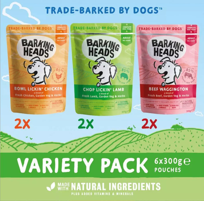 Barking Heads Variety Pack Adult Wet Dog Food 6 x 300g