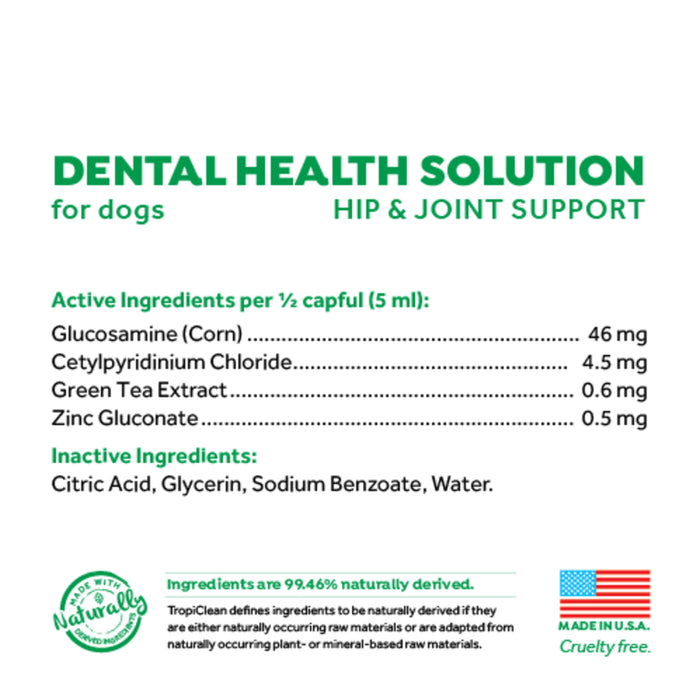 TropiClean Dental Health Solution Plus Hip & Joint for Dogs 473ml